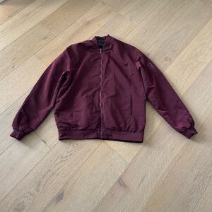 LON NYC Across The Pond Bomber Jacket Burgundy Mens Large